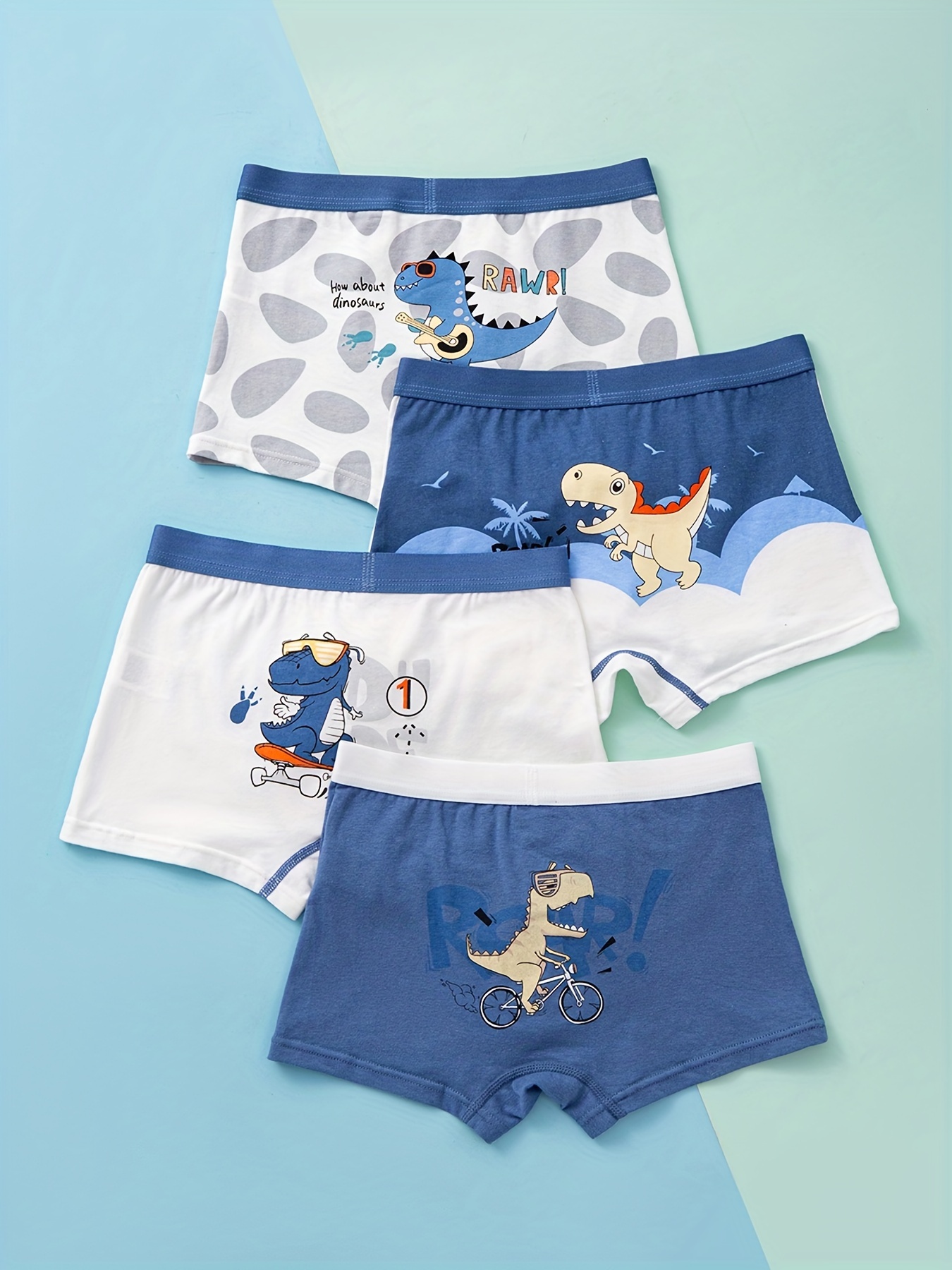 Dinosaur Pattern Boy's Briefs Breathable Cotton Panties - Temu