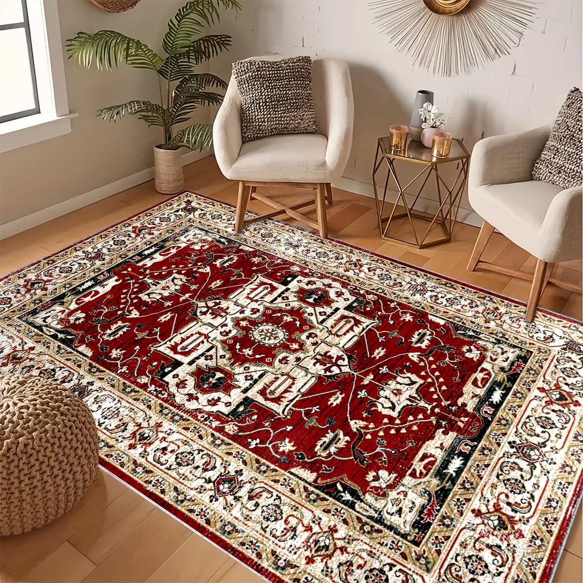 Boho Absorbent Non Slip Cushioned Rugs, Polyester Carpet Morandi