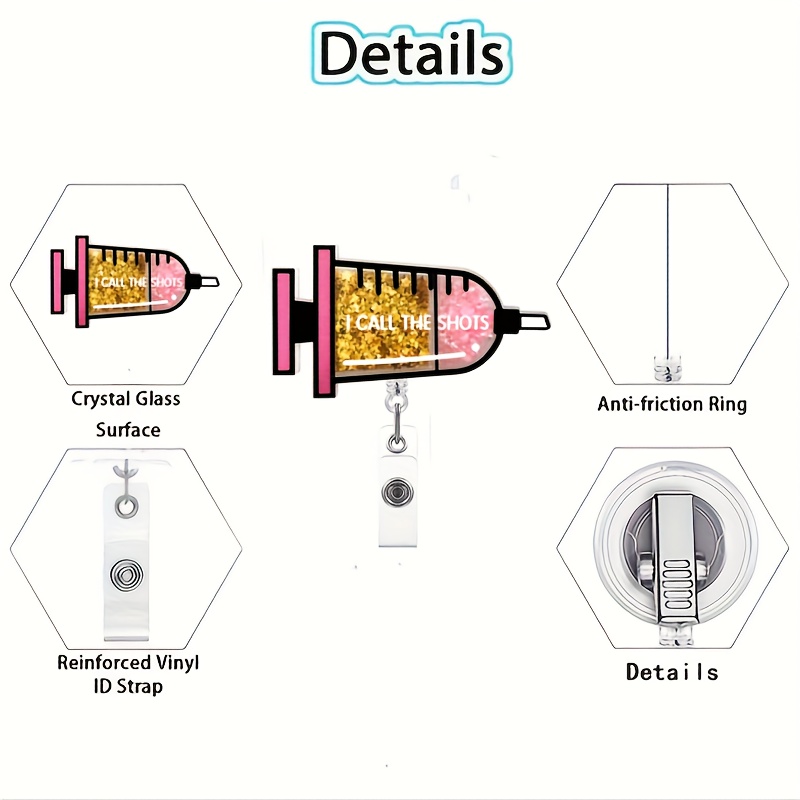 Cartoon Pill Bottle Acrylic Quicksand Strap With Retractable And Easy To  Pull Badge Holders, For Nurses Funny Social Workers Dentists Office Workers  Retractable Cute With Rotating Crocodile Clips - Temu