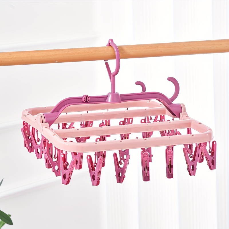 Plastic Clothes Hanger With 6 Clothes Pins 6 Clips Space - Temu