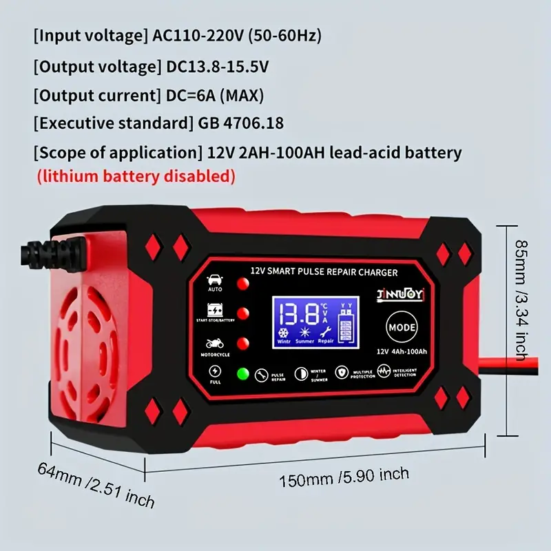 Chargeur Batterie Voiture Prise Ue 12v 6a, Réparation Dimpulsions