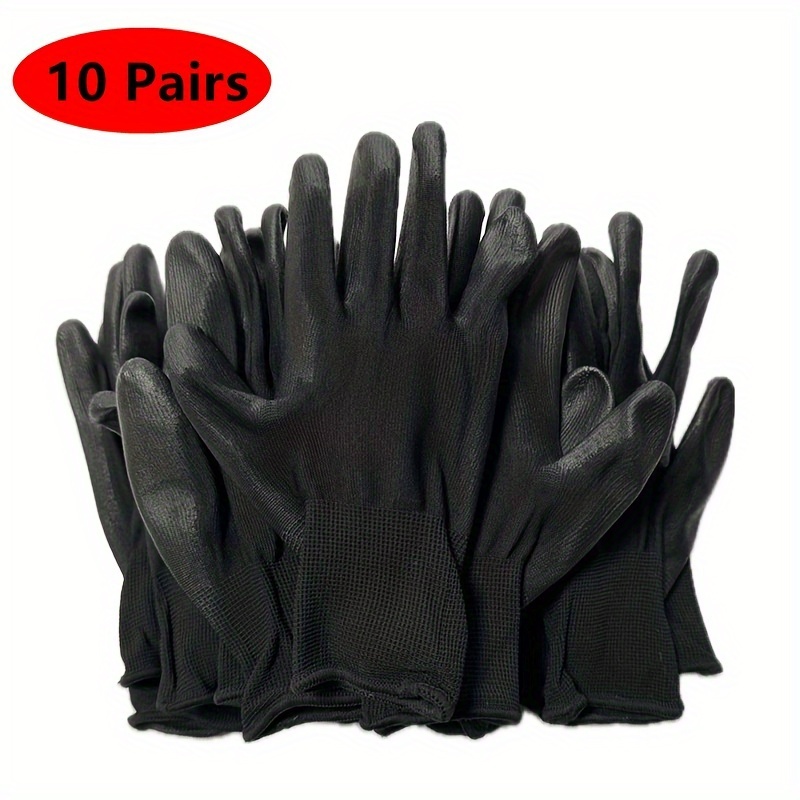 10 Pairs Work Gloves Black Ultra-Thin Safety Polyurethane Coated Nylon  Shell - Southern Collective Spirit Company