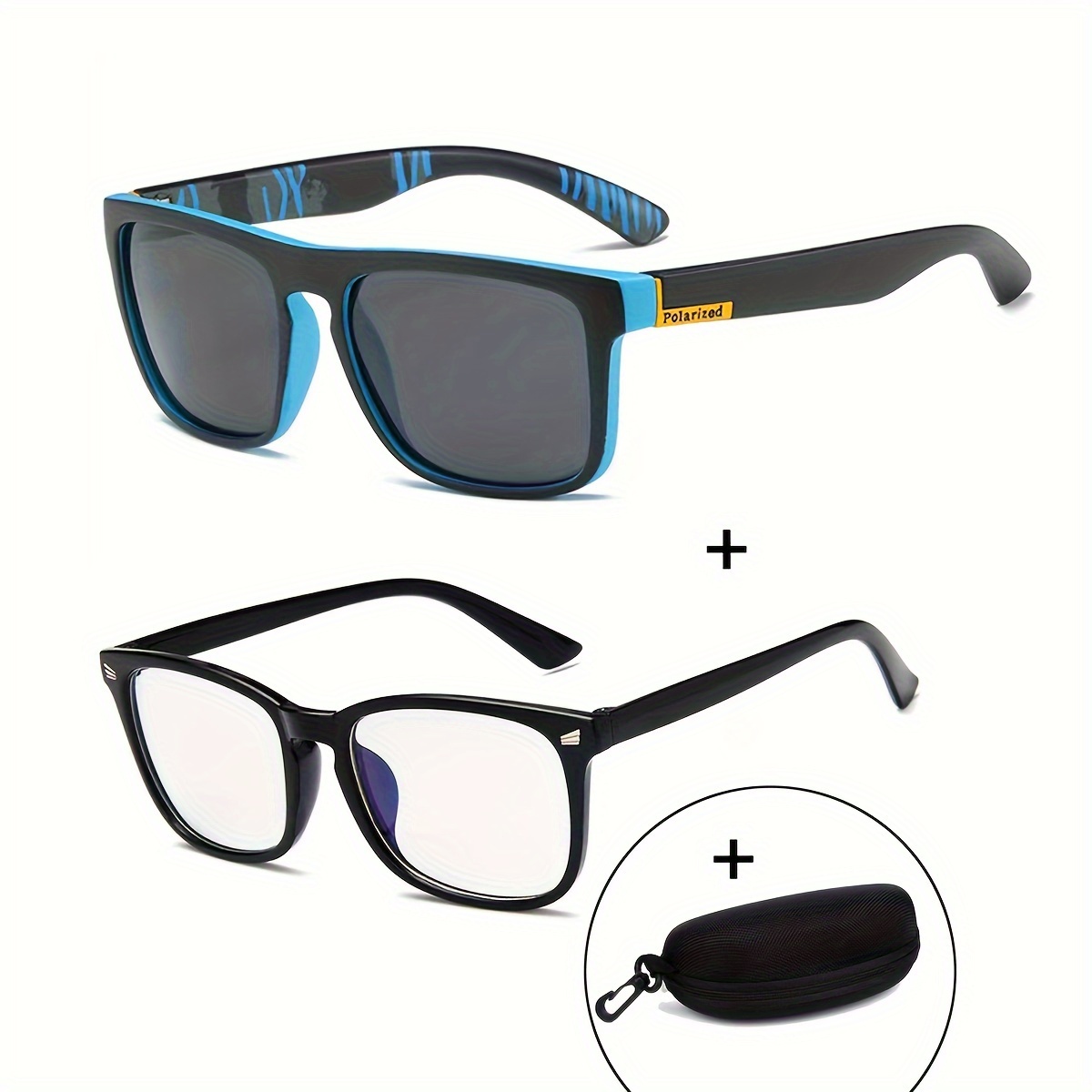 2pairs Glasses Sunglasses Set For Men Women Glasses Flat Top Polarized  Sunglasses Set For Outdoor Driving Fishing - Jewelry & Accessories - Temu