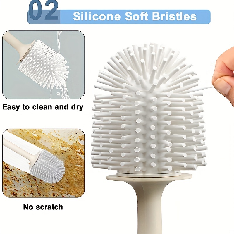 1pc Plastic Toilet Brush, Cute Cartoon Design Toilet Cleaning Brush With  Base For Bathroom