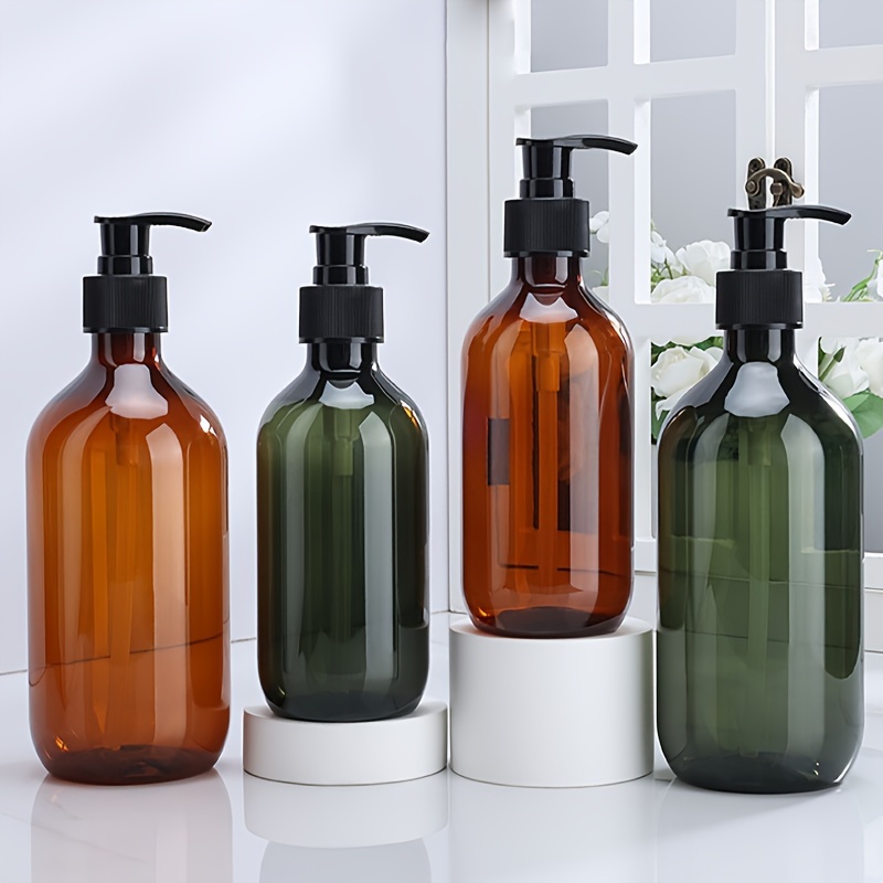 Bouteille de shampoing rechargeable de 300ML avec pompe or/argent,  contenant cosmétique, vide, Lotion de savon liquide blanc/marron, 10oz -  AliExpress