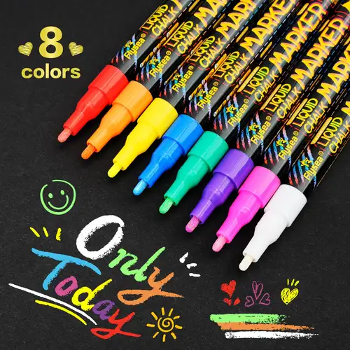 Chalky Crown Metallic Liquid Chalk Markers - Dry Erase Marker Pens - Chalk  Markers for Chalkboards, Signs, Windows - Reversible Tip (8 Pack) - 24  Labels Included 