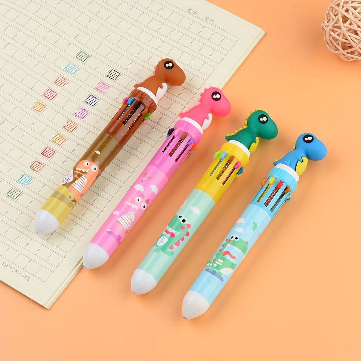 0.7mm 10-in-1 Multicolor Ballpoint Pen 10 Colors Cute Cartoon Retractable  Ballpoint Pens School Office Supply 