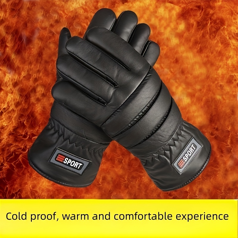 Guantes de invierno PU Cuero Invierno Impermeable Grueso Térmico