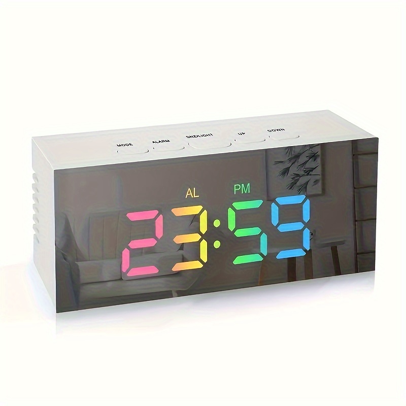 Reloj de espejo multifuncional Led Digital Mirror Clock de escritorio  Creatividad Maquillaje Espejo Despertador Temperatura del hogar Reloj  electrónico