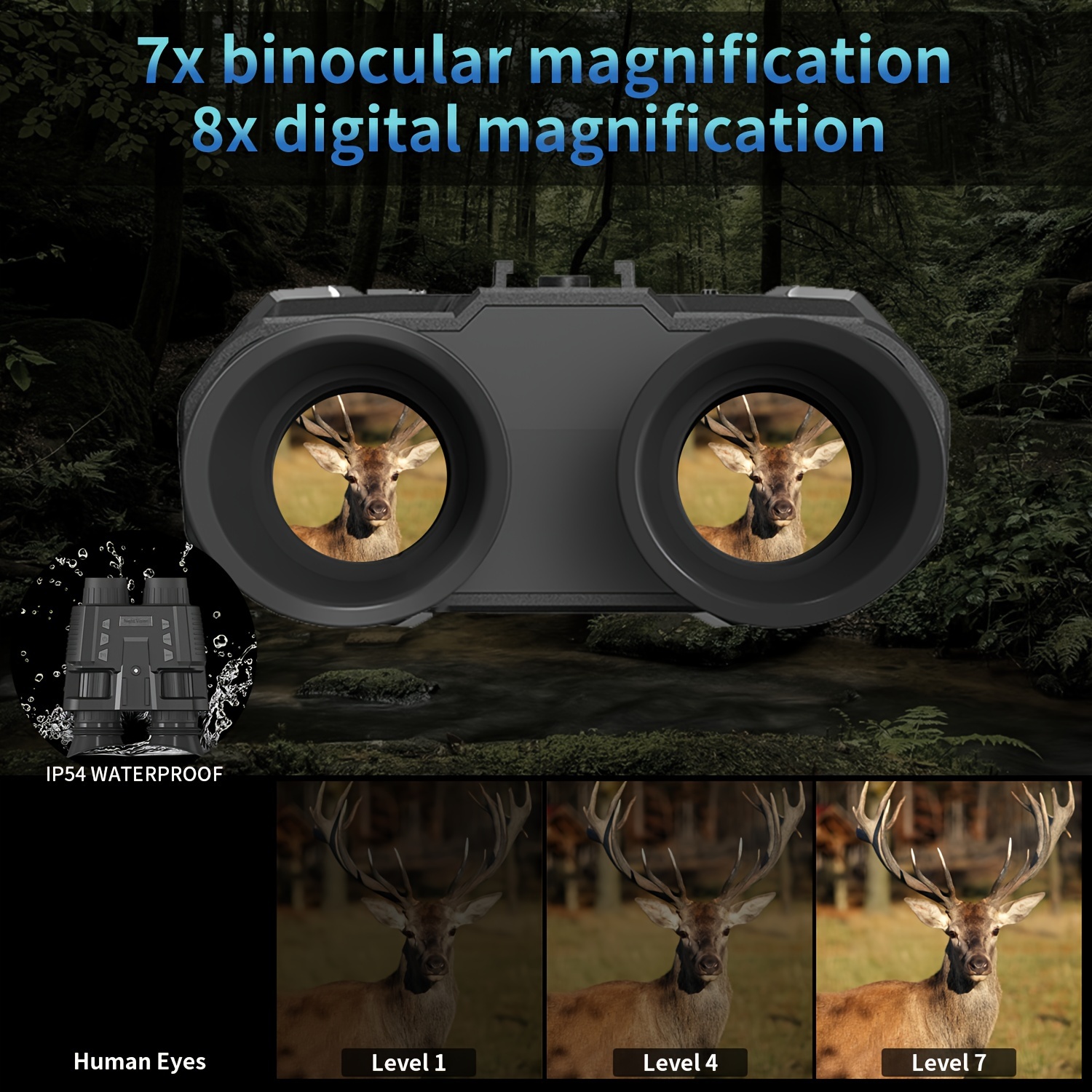 Prismáticos ENKERS Gafas de visión nocturna Gafas de visión nocturna  digital para 100% de oscuridad Full HD Guardar fotos y videos para viajes  de caza Vi-Black