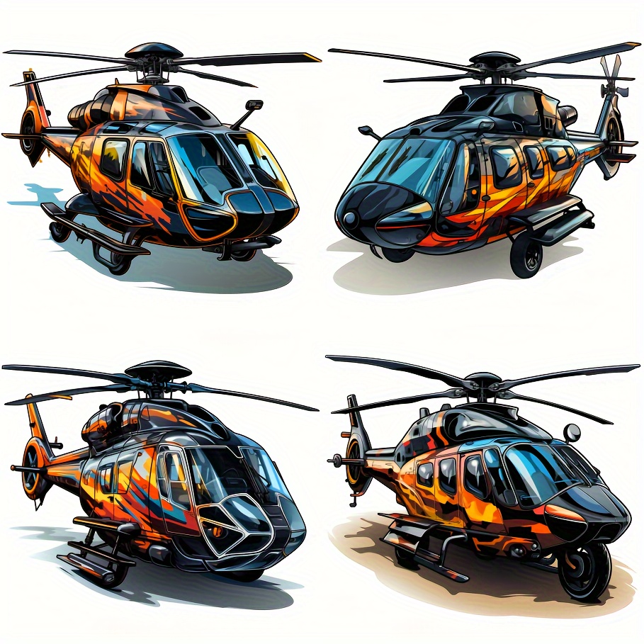 

4 In 1 Creative Helicopter Car Stickers, Scratch Blocking Stickers, Motorcycle Stickers, Car Bumper Stickers, Body Decoration Stickers