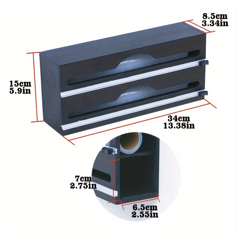 1pc Boîte De Rangement Pour Film Plastique, 2 Couches Boîte De Rangement  Pour Papier D'aluminium