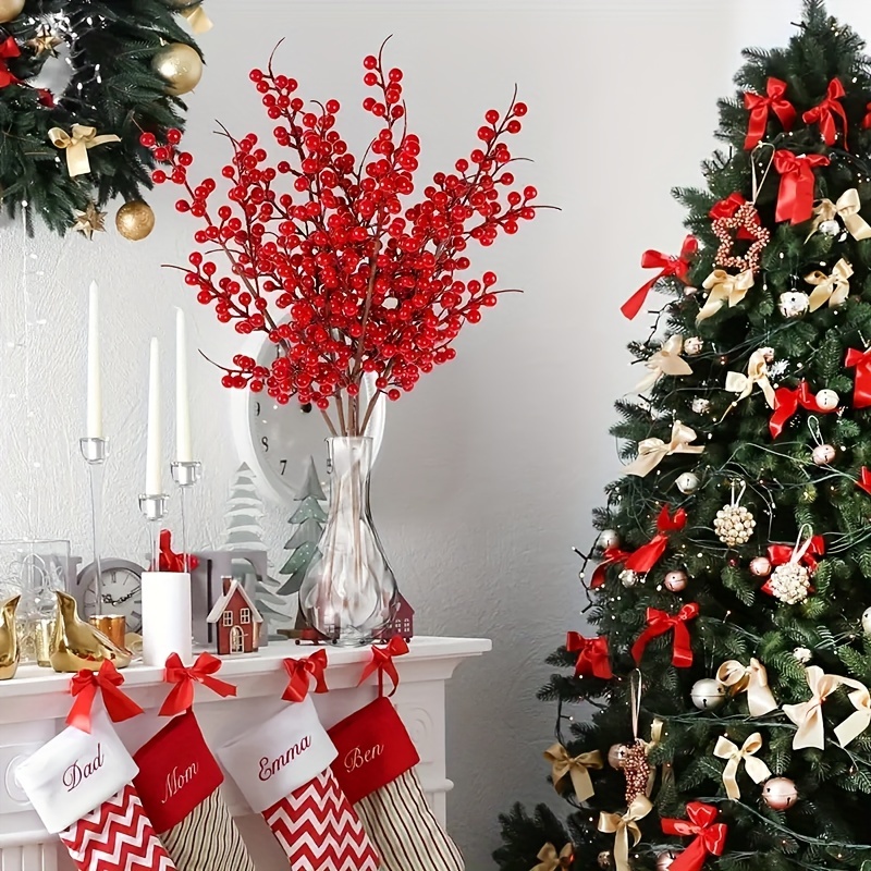 3Pcs Artificial White Berries Stems Christmas Berry Branches For