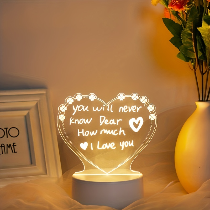 1pc heart shaped computer creative led night light usb message board with pen holiday light gift for kids girlfriend decorative night light 1