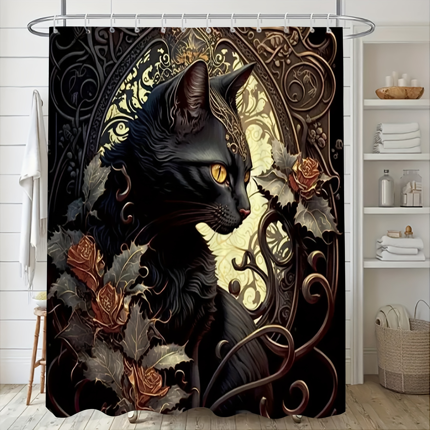 RoomTalks Cute Halloween Black Cat Shower Curtain Set with Hooks, 180GSM  Heavy Duty Boo Spooky - Shower Curtains, Facebook Marketplace