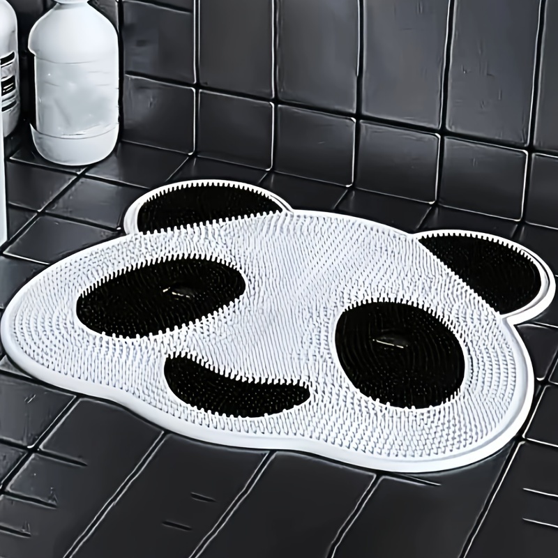 Panda Silicone Bathroom Non-slip Mat Exfoliating Massage Mat Bath Scrub Pad  1pc with Suction Cup and Drain Hole