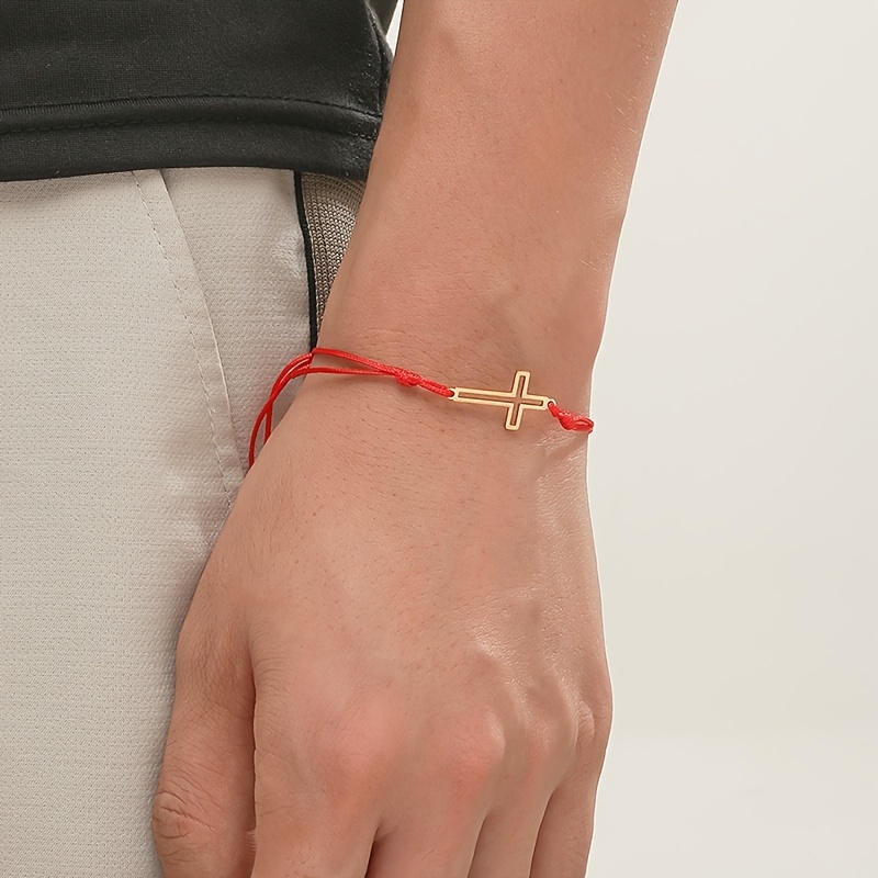 Adjustable Cross Strap Red Bracelet for Men