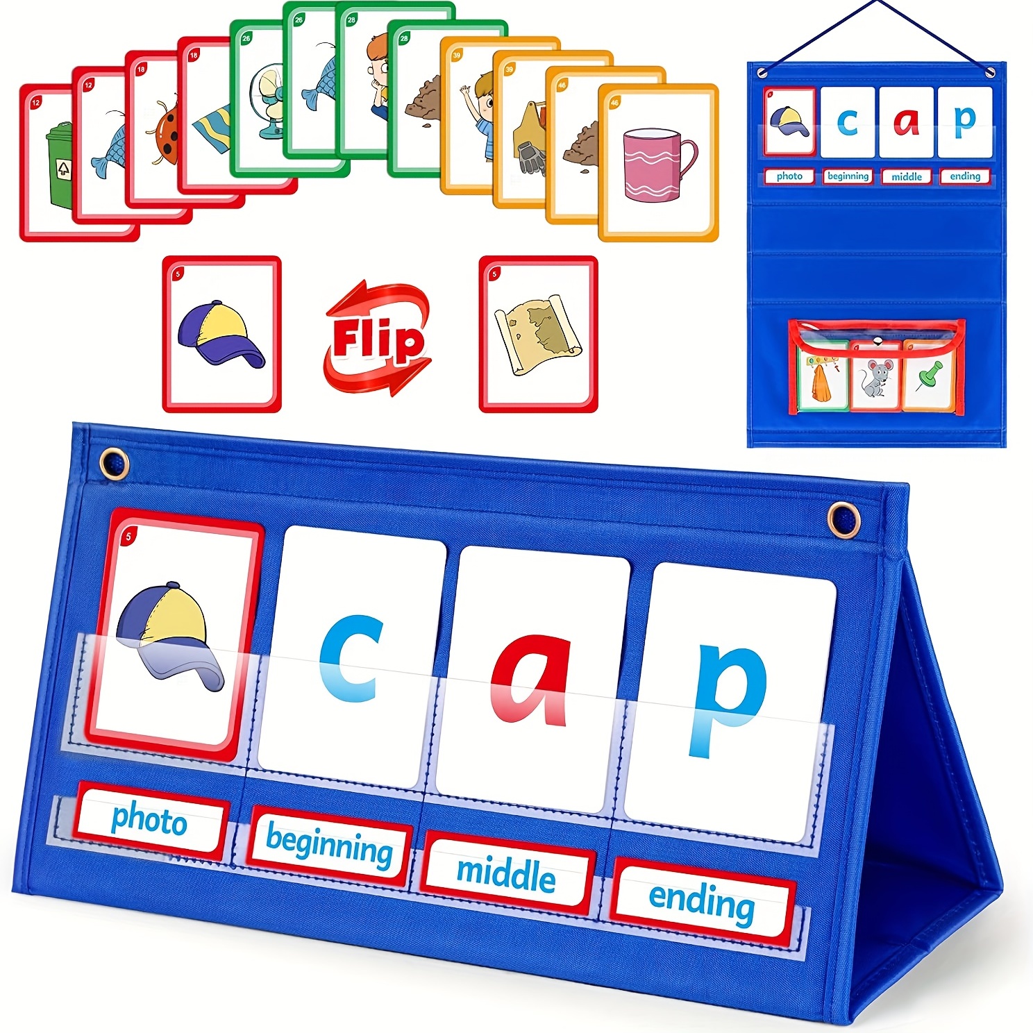 

Kindergarten Classroom Essentials, Spelling Games.spelling Toys Reading Letters Live Visual Words Game Flash Card Spelling Tabletop Pocket Chart Tent Card Set, Halloween, Christmas Gift