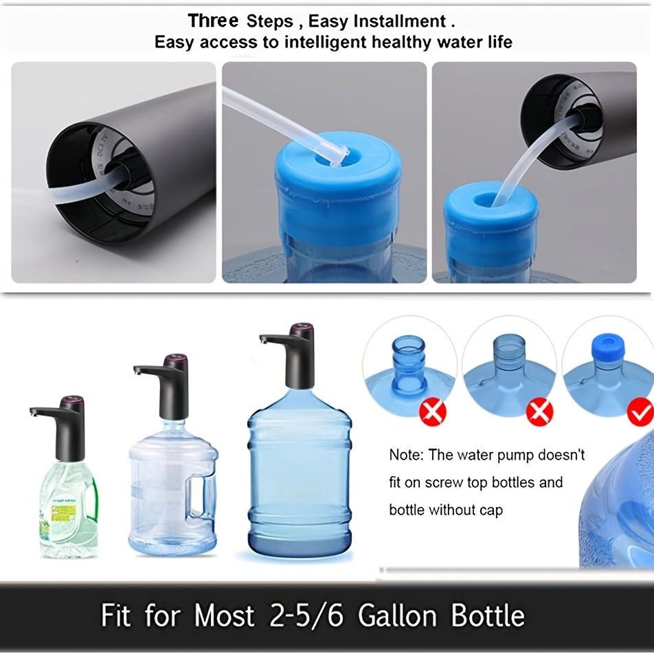  Bomba eléctrica de botella de agua potable, dispensador  automático de agua potable de carga USB, dispensador de bomba de agua de 5  galones, bomba de jarra de agua portátil para botella