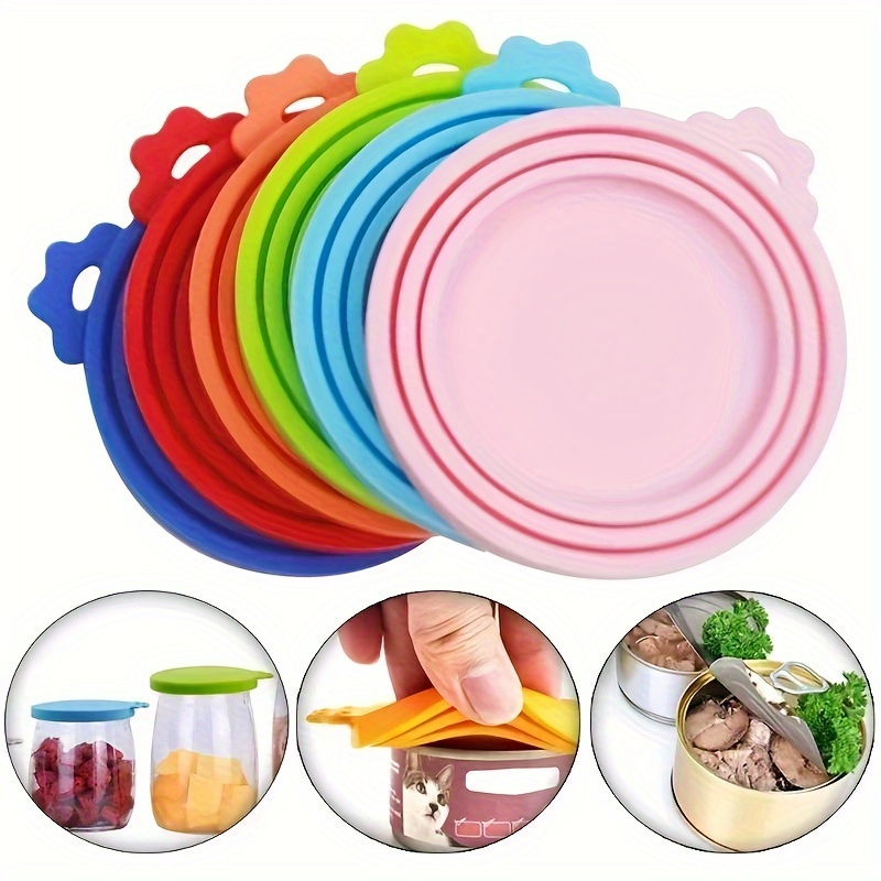 1pc Random Color Silicone Pet Food Can Cover, Moisture Proof Easy To Clean Round Dog Food Can Lid