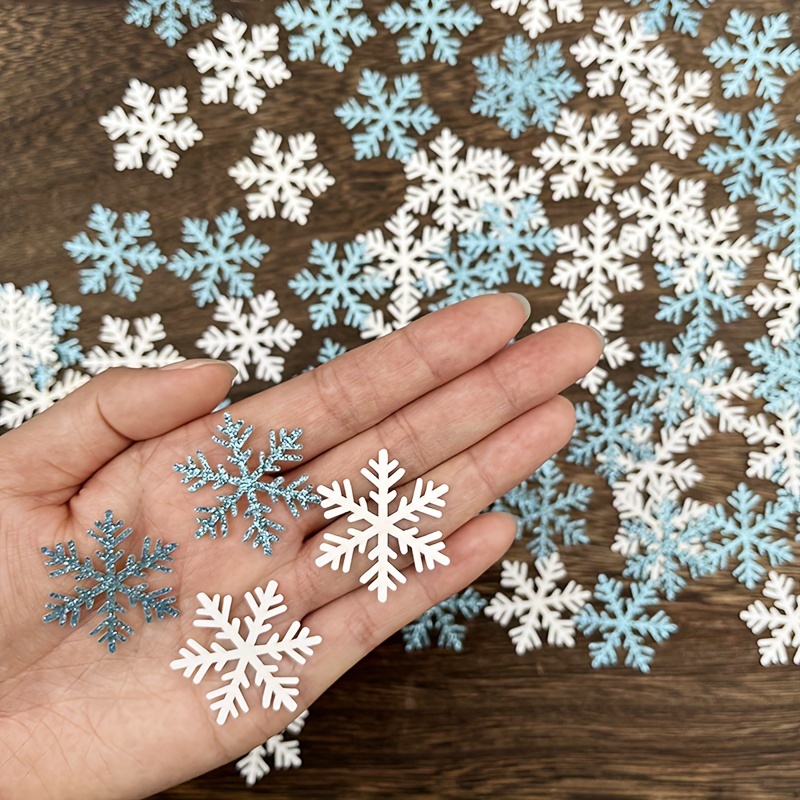 

100pcs, Blue Christmas Snowflake Colorful Confetti Decoration Christmas Party Supplies Winter Wonderland Ice And Snow Theme Wedding Birthday Party Table Decoration
