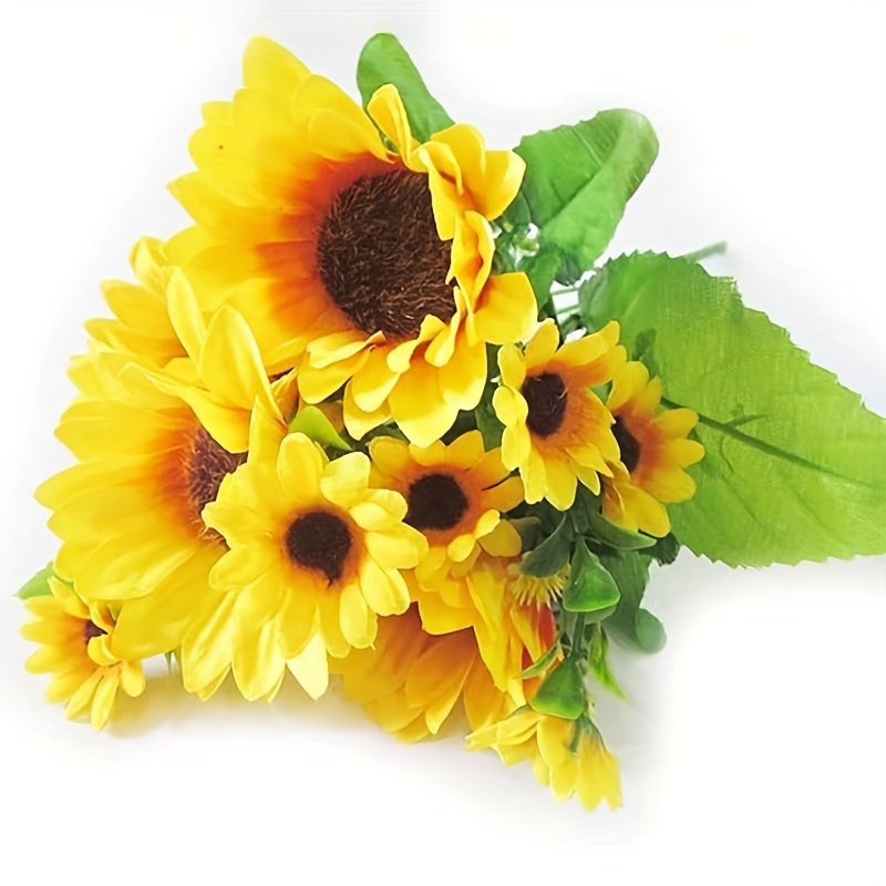 7 Heads Artificial Sunflower Fake Flowers Sunflowers Indoor - Temu