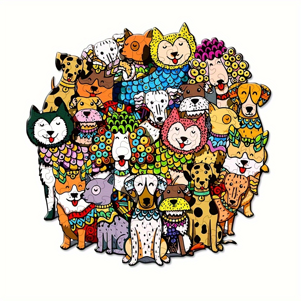 Jigsaw Wooden Cool Dog Creative Gift Wrap Adult Children - Temu