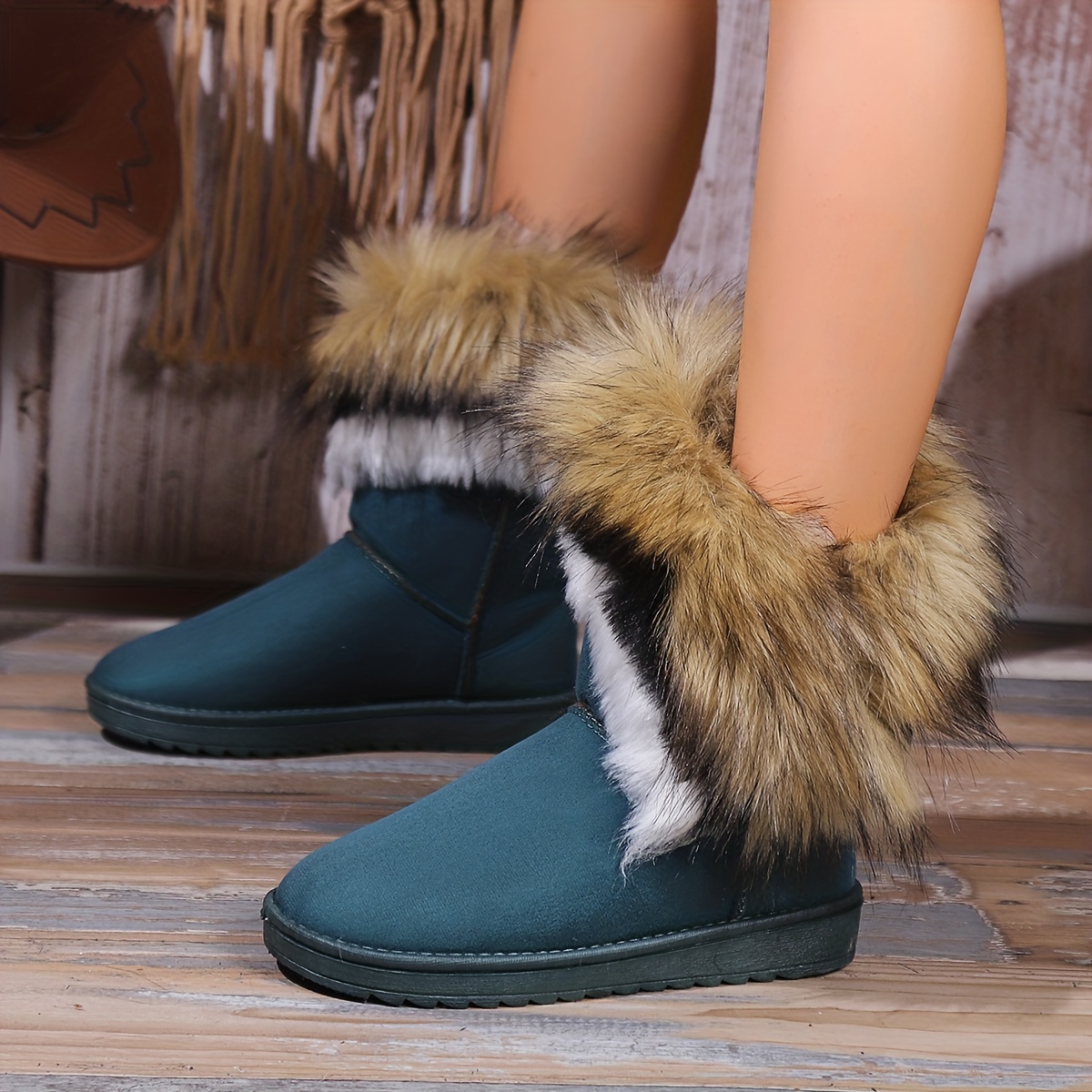 Women's Fashion Non slip Furry Snow Boots Thickened Warm - Temu