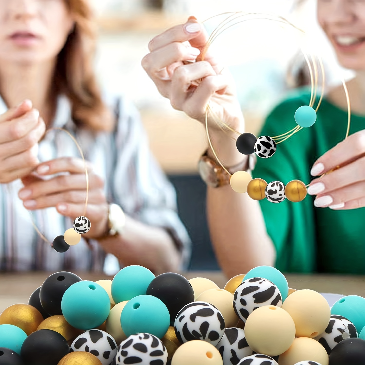 Round Ball Loose Silicone Beads Jewelry DIY Wristlet Bracelet Keychains  Making