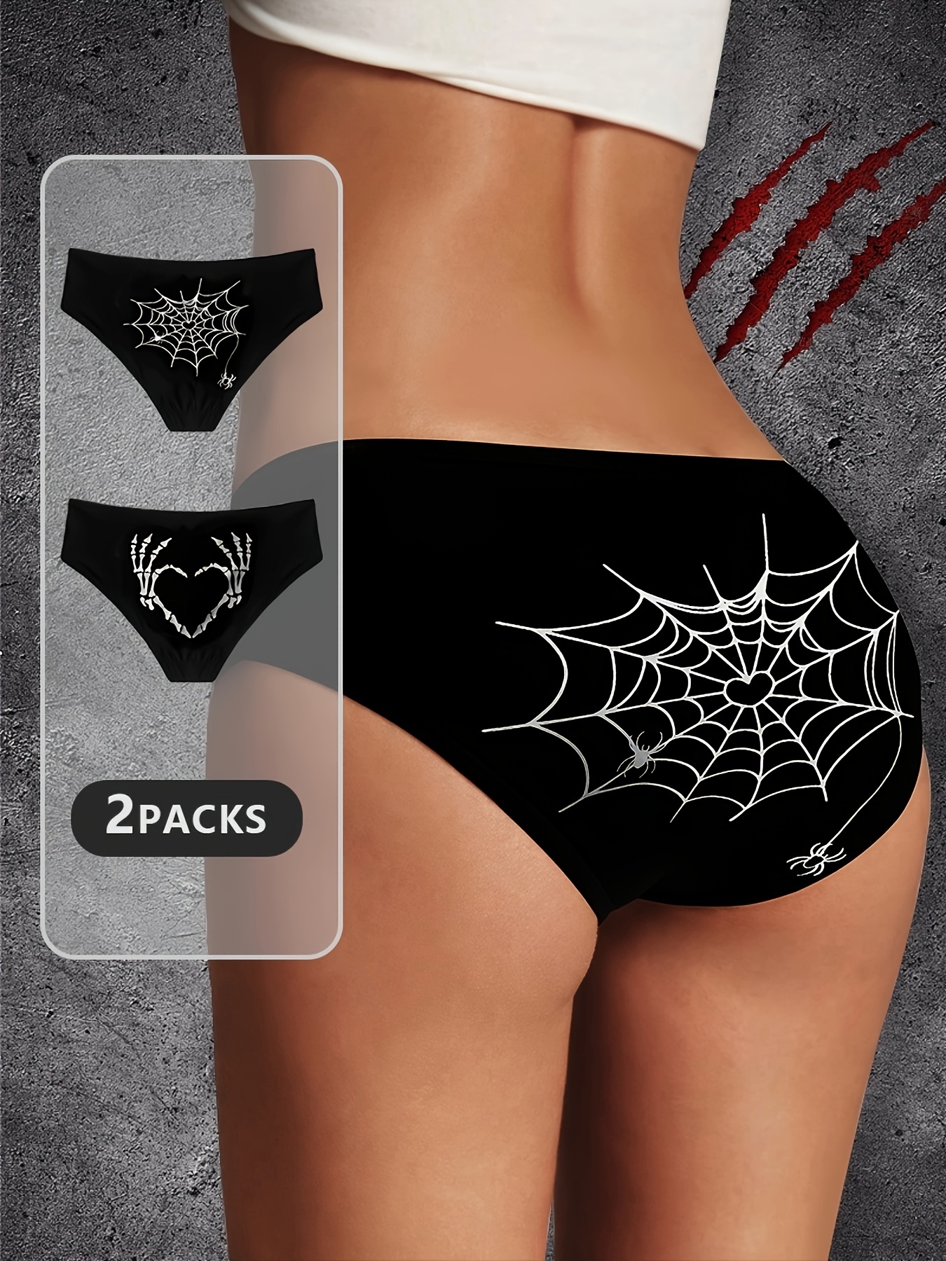 Torrid Cheeky Panties Underwear Spider Web Henley Halloween Black White 3  22 24