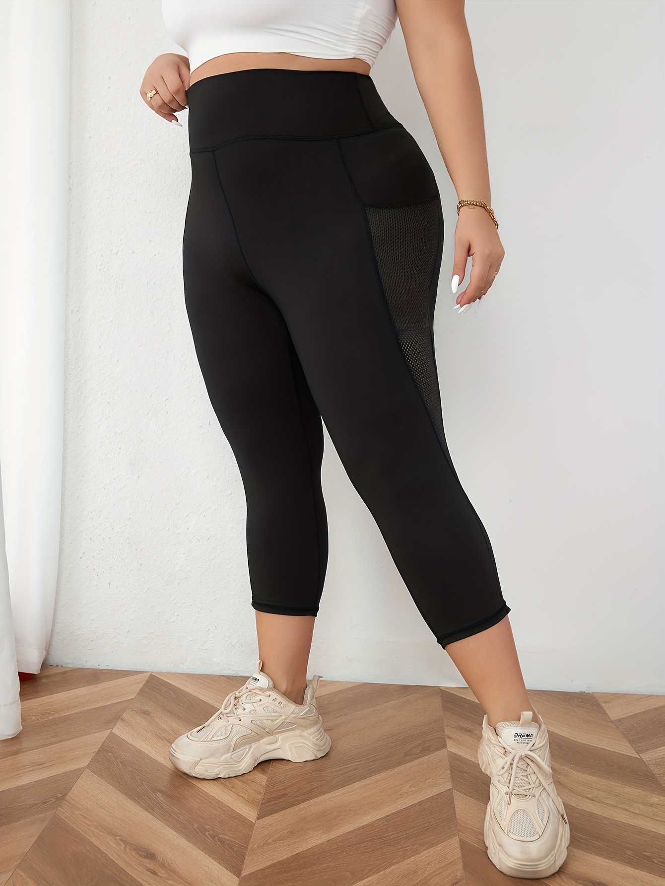 Leggings Esportivas Plus Size Calças Femininas Plus Sólidas - Temu