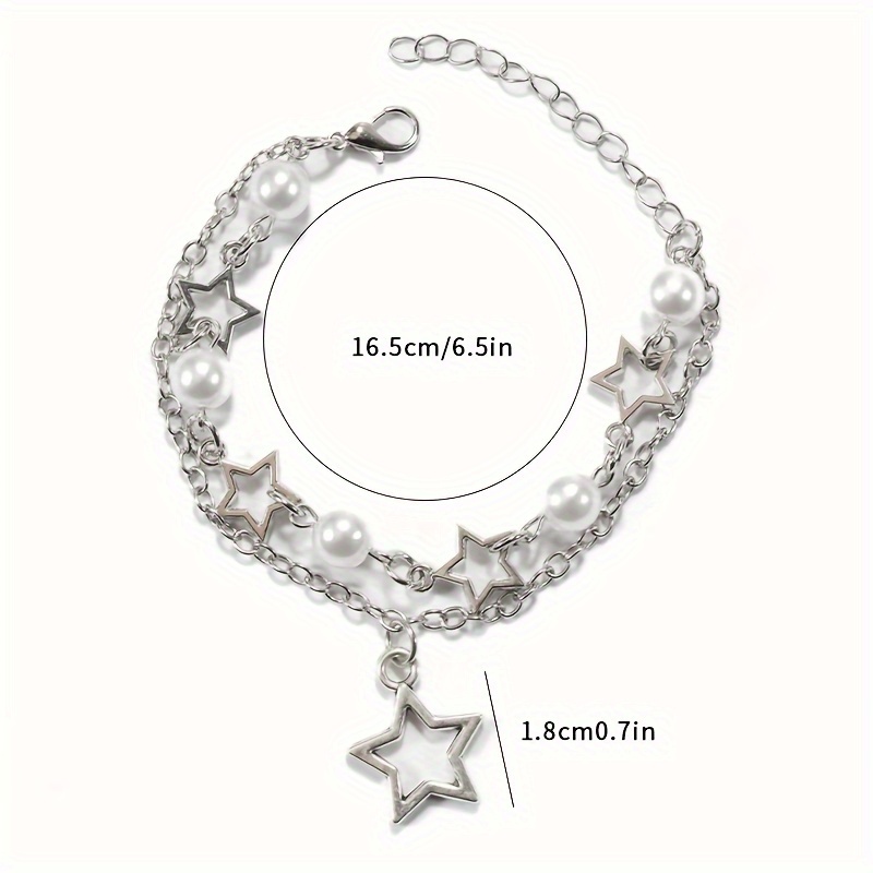 Star And Faux Pearl Double layer Design Bracelet Y2k Jewelry - Temu