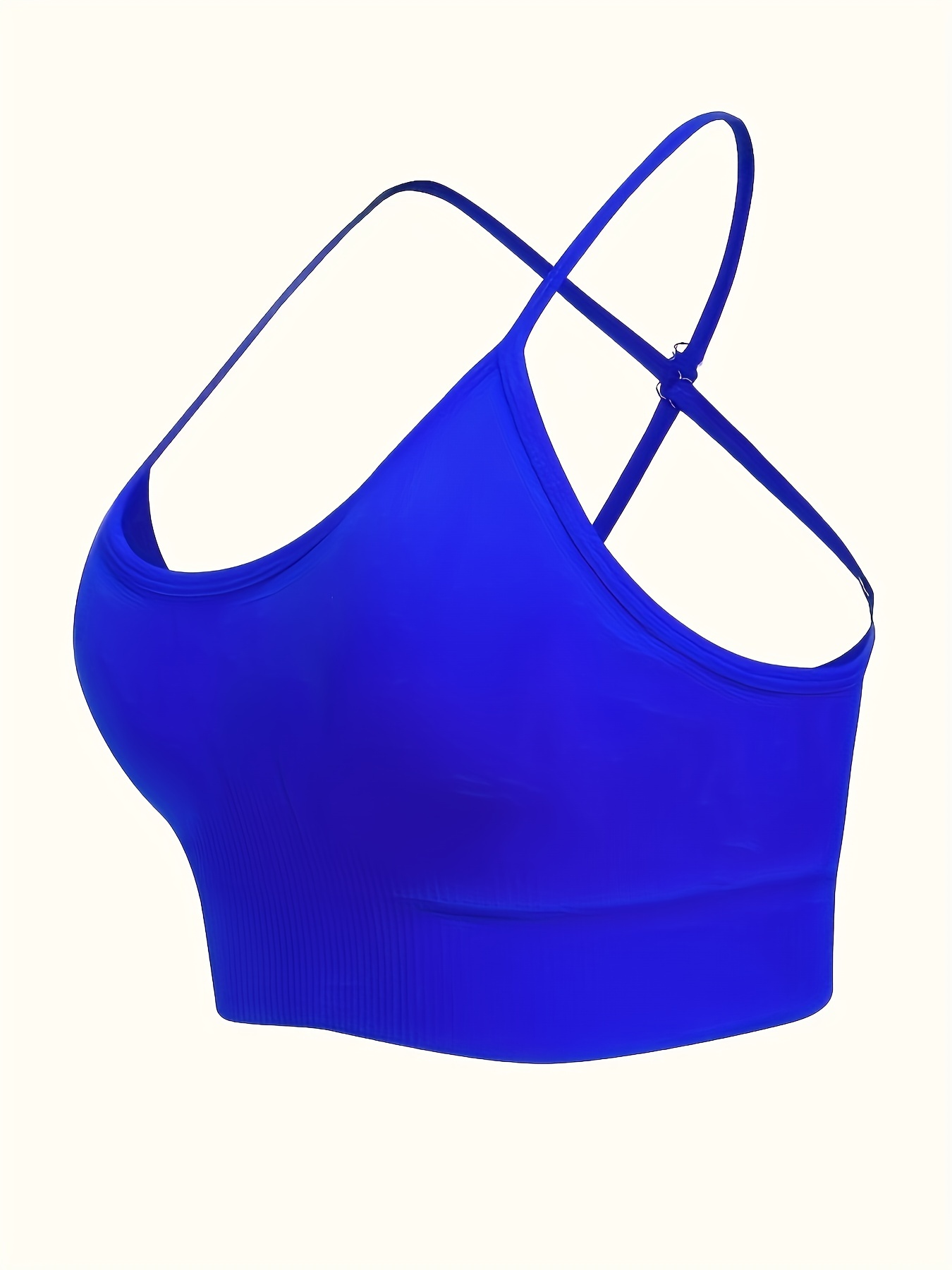 RQYYD Women's Longline Scoop Neck Strappy Sports Bras Back Closure Criss  Cross Adjustable Padded Yoga Bra Workout Tops Blue L