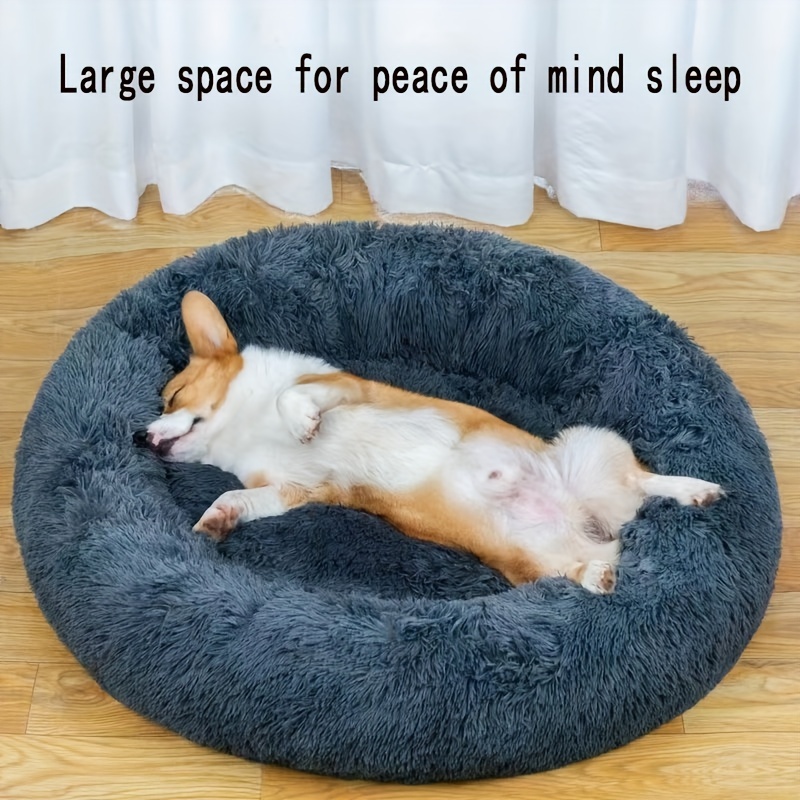 Cozy Plush Round Dog Bed Winter Warm Dog Sleeping Kennel Temu