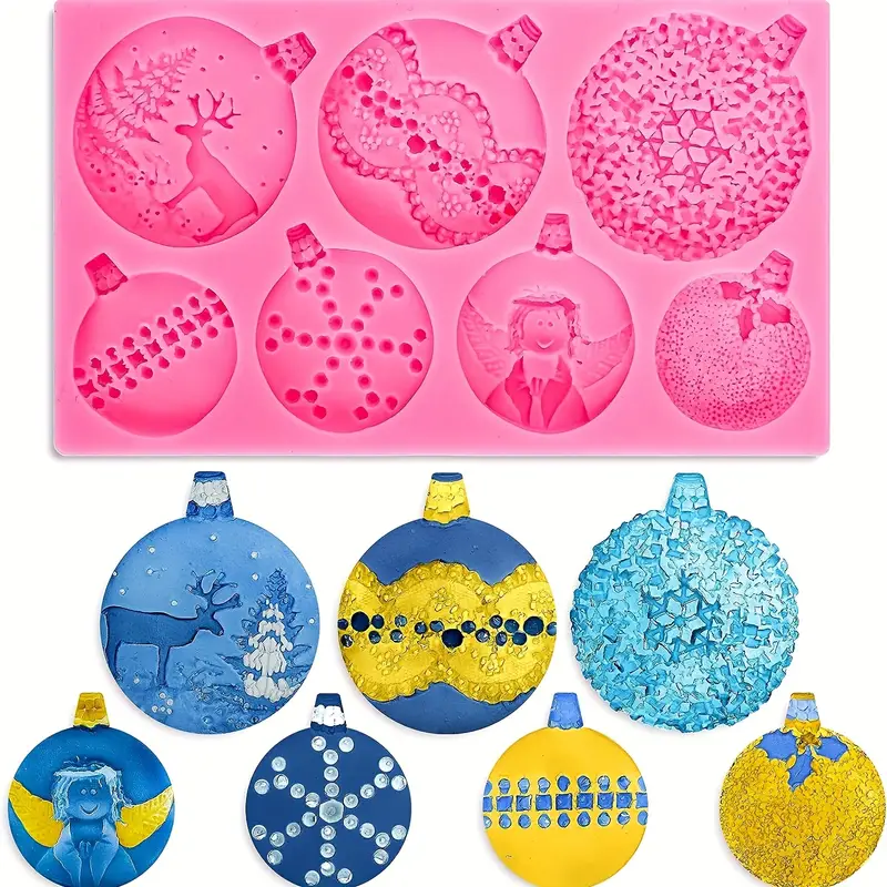 1pc, Moule À Fondant Lumineux Boule De Noël, Moule En Silicone 3D, Moule À  Bonbons De