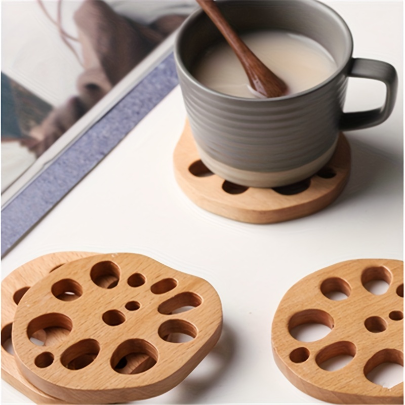 Wooden Coasters for Drinks - Natural Wood Drink Coasters Set with Holder  for Modern Home Decor,Coasters for Coffee Table Tabletop Protection for Any