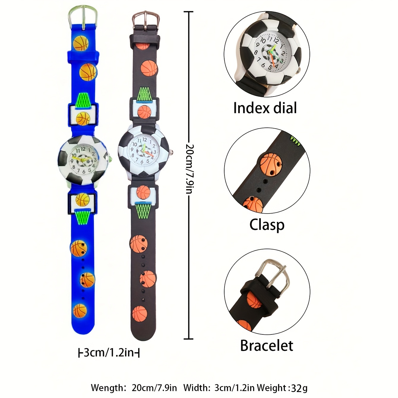 2pcs/set 1pc montre cadre basket ball bleue 1pc montre Temu
