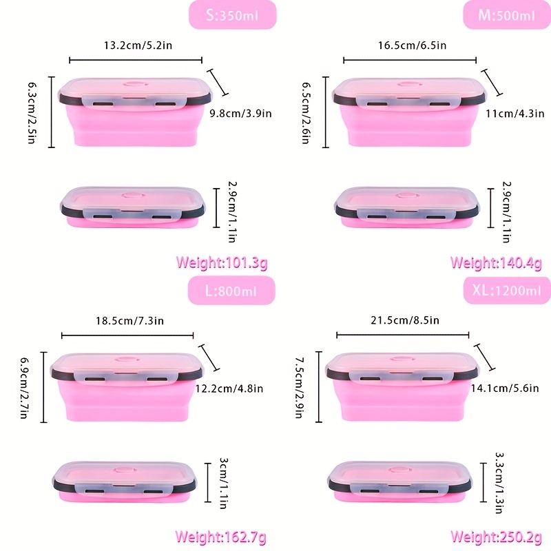 Silicone Lunch Box, Portable 500/800/1200mL Silicone Food Container, Safe Food  Container For School Kids Adults Office 