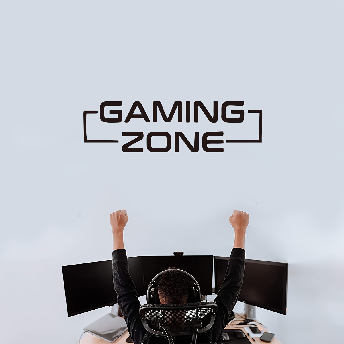 Black Creative Gaming Zone Wall Decal Wall Stickers Living - Temu