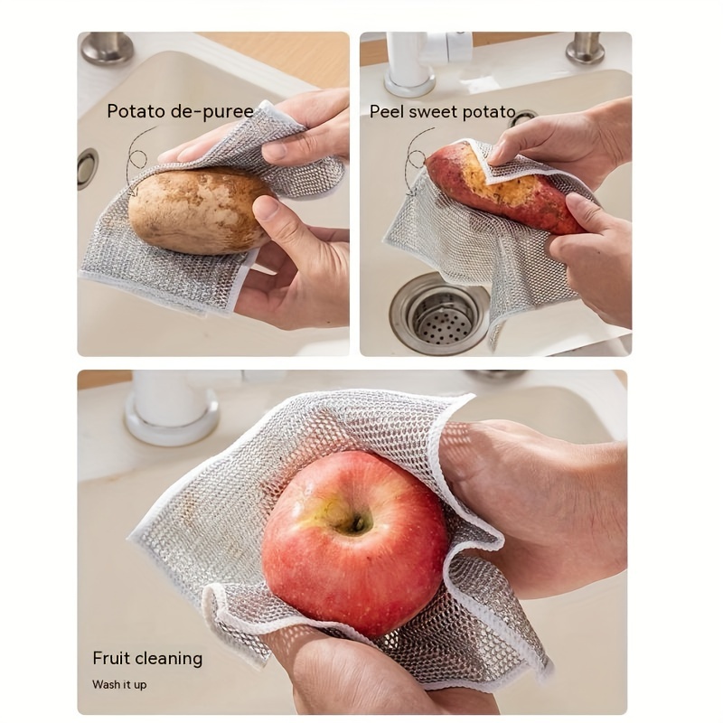 Wire Dishwashing Cloth Mesh Dishcloth For Kitchen - Temu