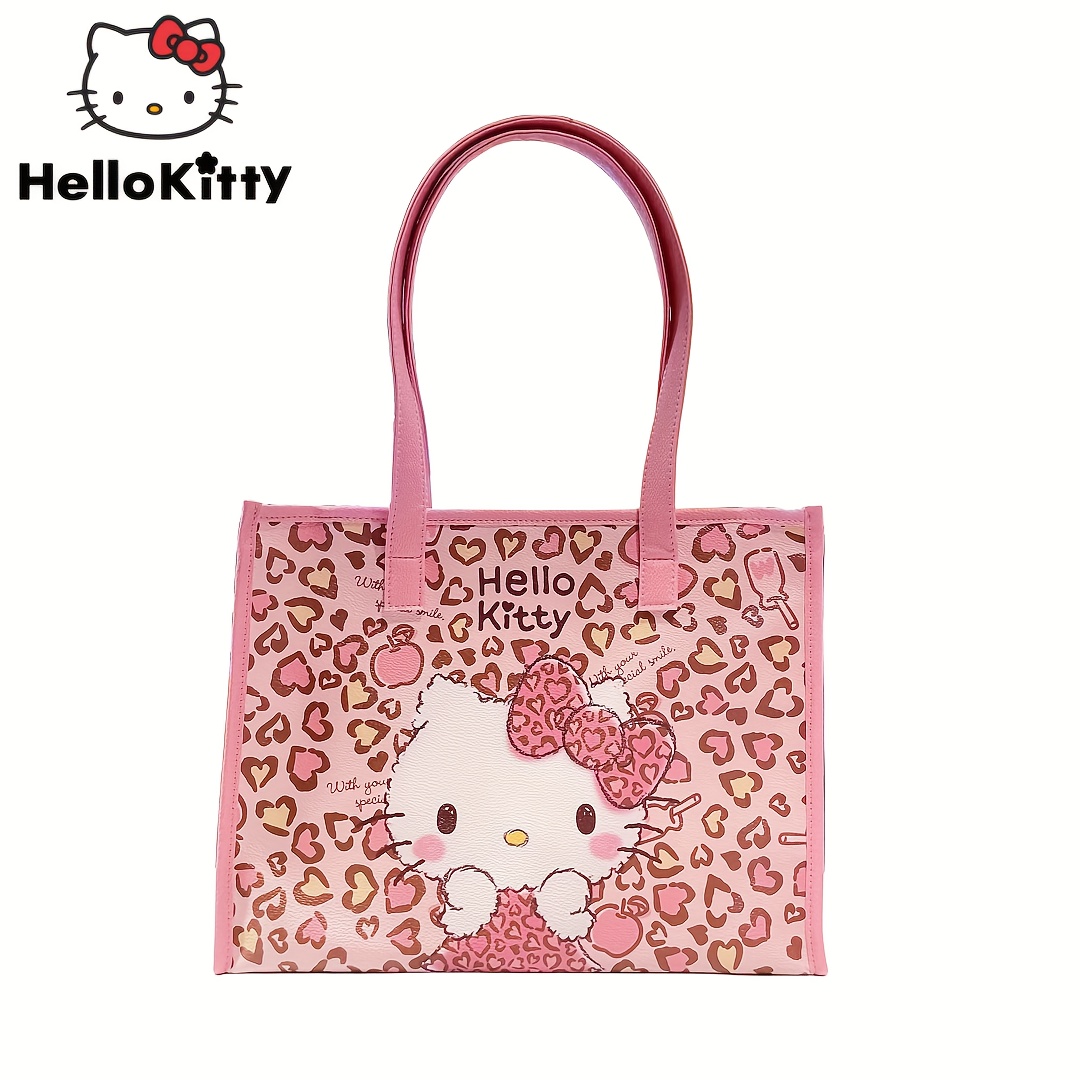 Sanrioed Hellokitty Denim Messenger Bag Cartoon Large Capacity Vintage  Casual Shoulder Handbag Cute Wild Y2K Girls Shopping Bags