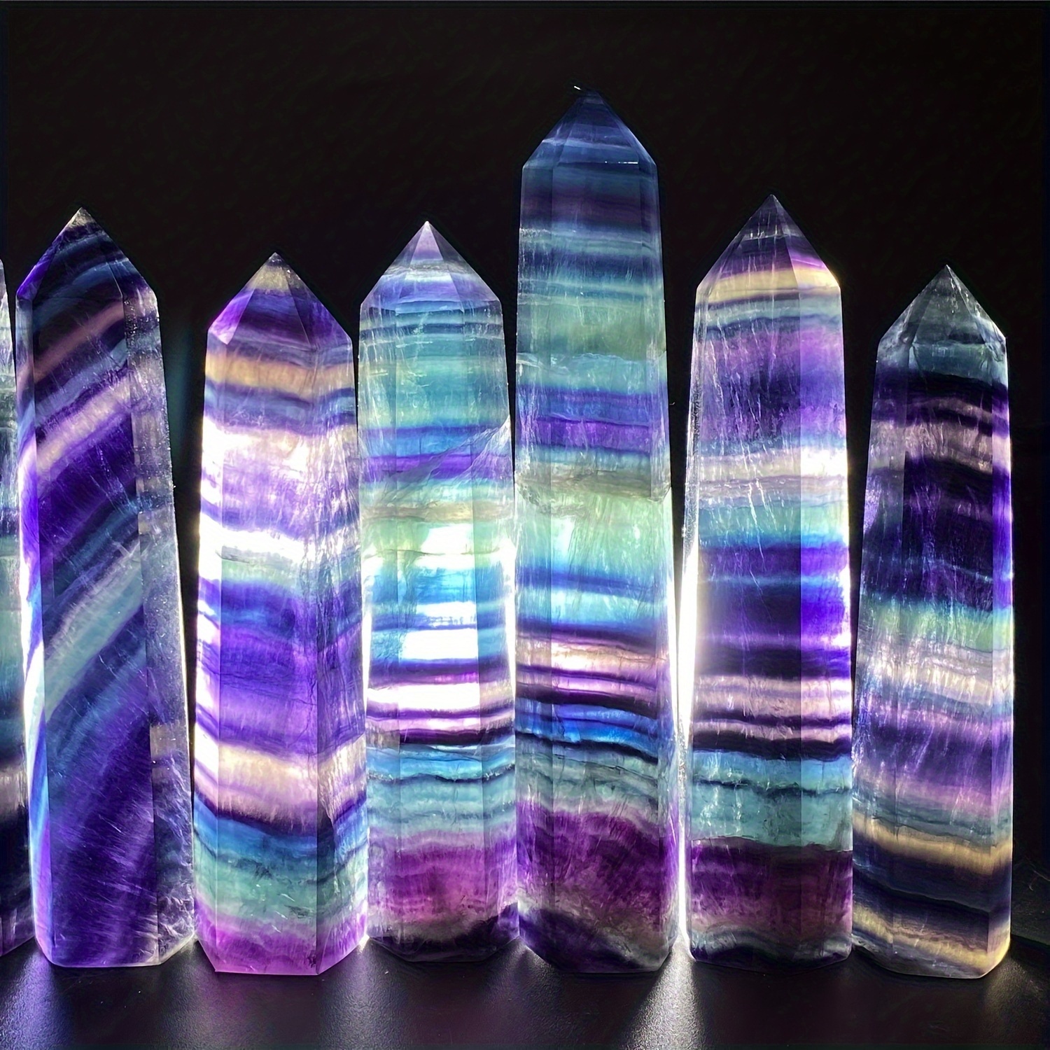 

1pc Rainbow Fluorite Point, Fluorite Crystal Tower Natural Rainbow Fluorite Crystal Stone, Colorful Crystals Stone Hexagonal Column, Crystal Wand Gift For Home Office