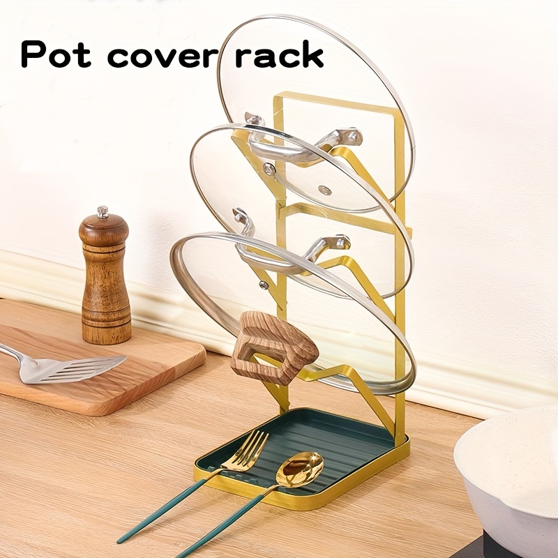 Kitchen Pot Cover Rack Cutting Board Spoon Drain Tray Organizer