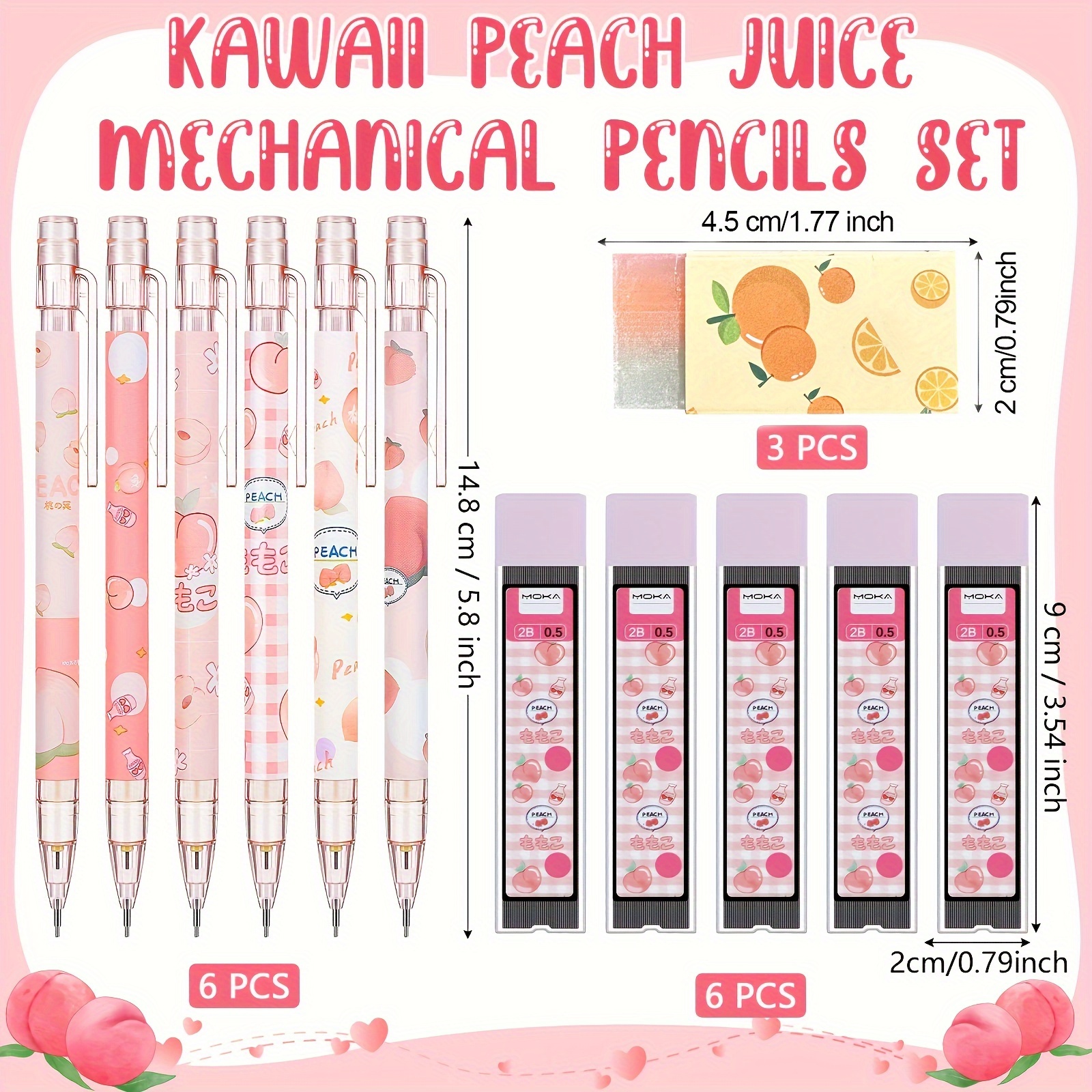 Kawaii Cute Cartoon Mechanical Pencil Set With Lead Refill and