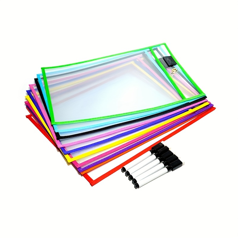 Dry Erase Pockets Plastic Pocket Sleeves Reusable Paper - Temu