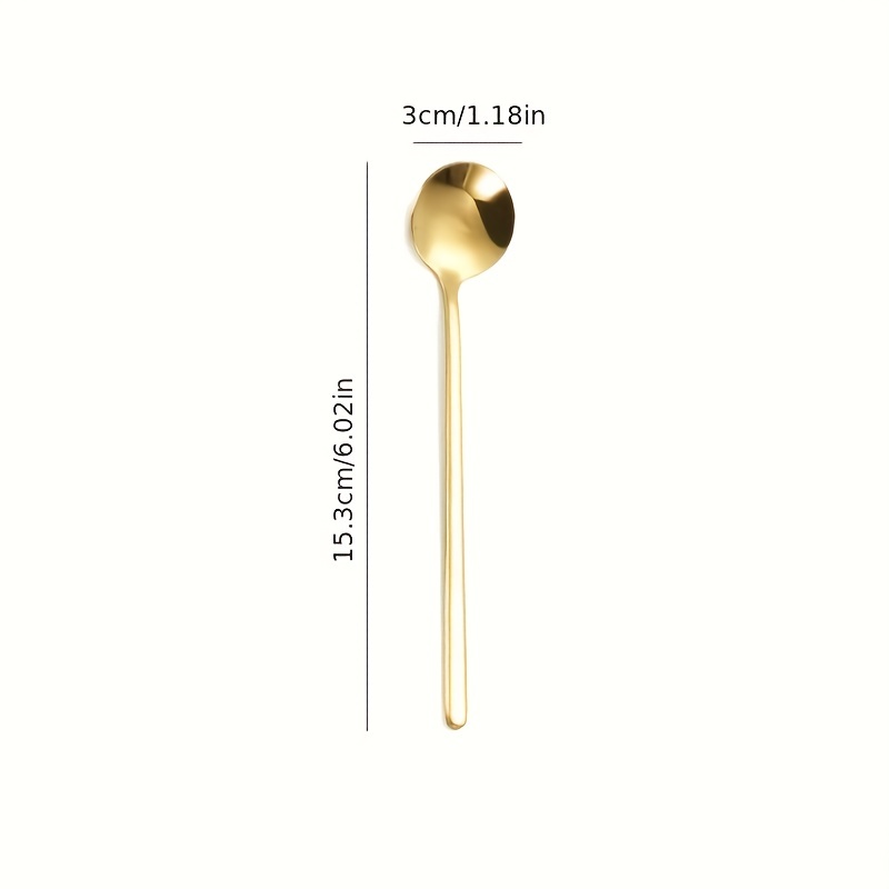 Stainless Steel Long Handle Small Round Spoon Mixing Coffee Dessert