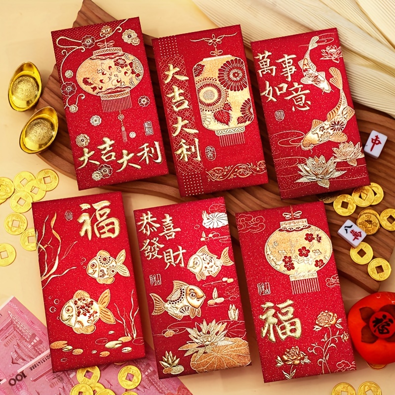 6pcs Chinese Red Envelopes Lucky Money Gift Envelopes Red Packet for New  Year, Birthday, Wedding, Housewarming Red Envelope A