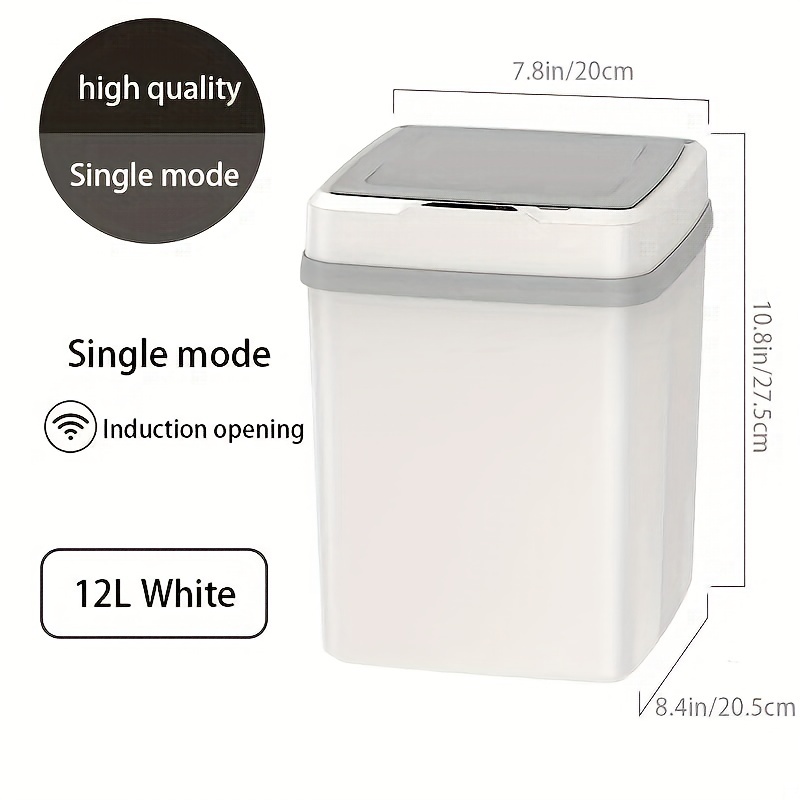Poubelle 10l capteur Intelligent poubelle maison salle de bain toilette  automatique avec couvercle électrique salon étroit crevasse corbeille à  déchets Poubelle à pédale (Color : Bianco, Size : 2PAC : : Jardin