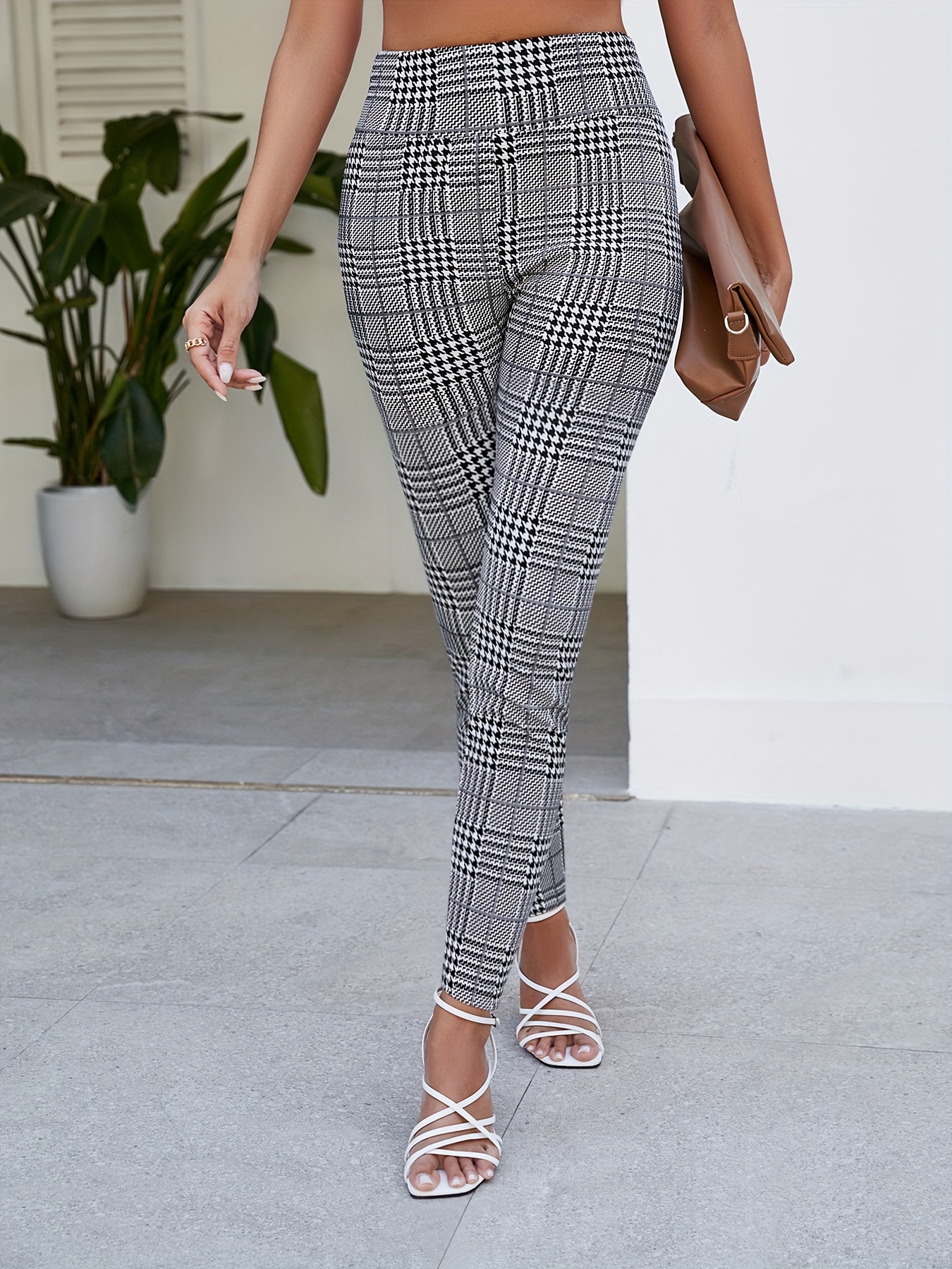 Skinny high waisted sales plaid pants