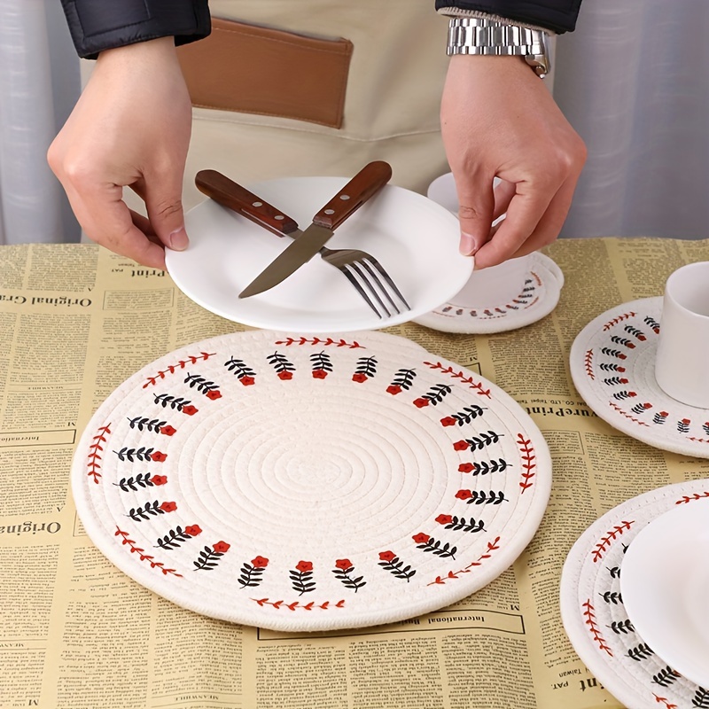 Round Placemats Nordic Style Cotton Yarn Placemats Round - Temu